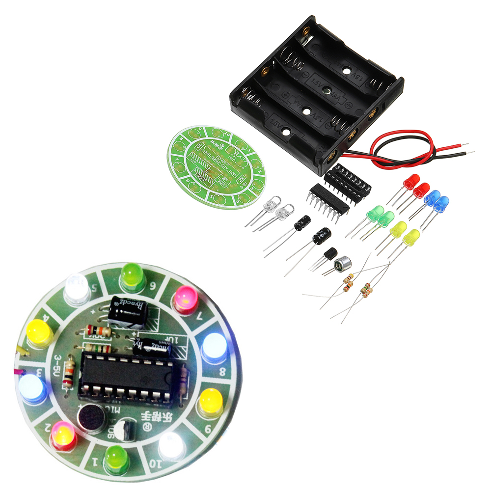 10pcs DIY LED Flash Kit Colorful Acoustic Rotating LED Lamp Kit