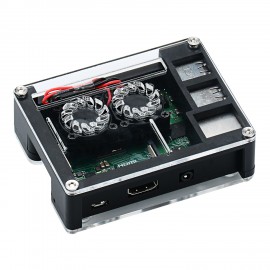 Black Acrylic Case Support Dual Cooling Fans For  3B+ Board