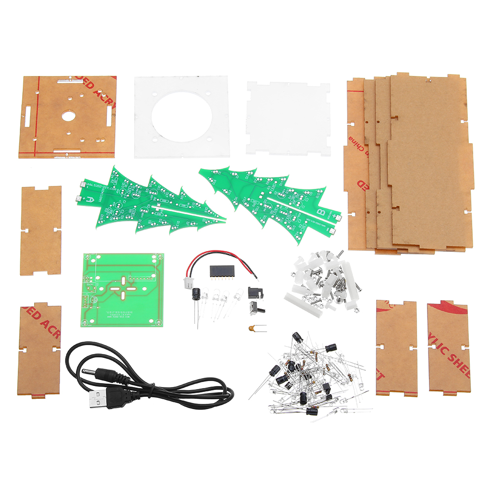 Upgraded Version DIY Colorful Christmas Tree Electronic Production Kit With Shell