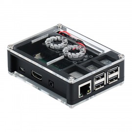 Black Acrylic Case Support Dual Cooling Fans For  3B+ Board